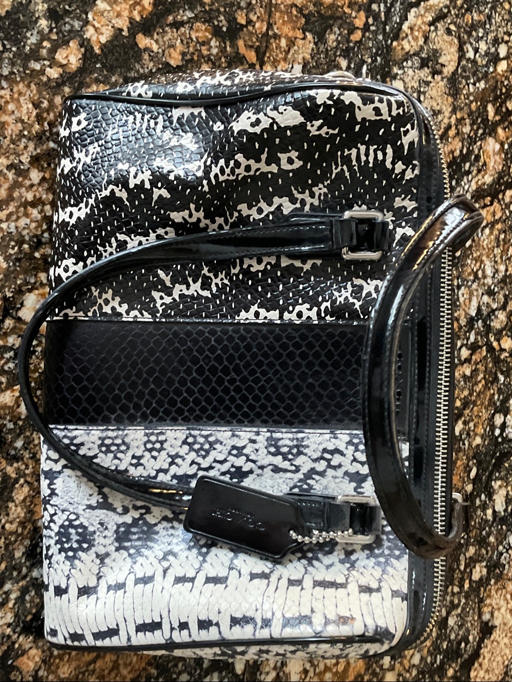 Coach Black and White Patterned Satchel